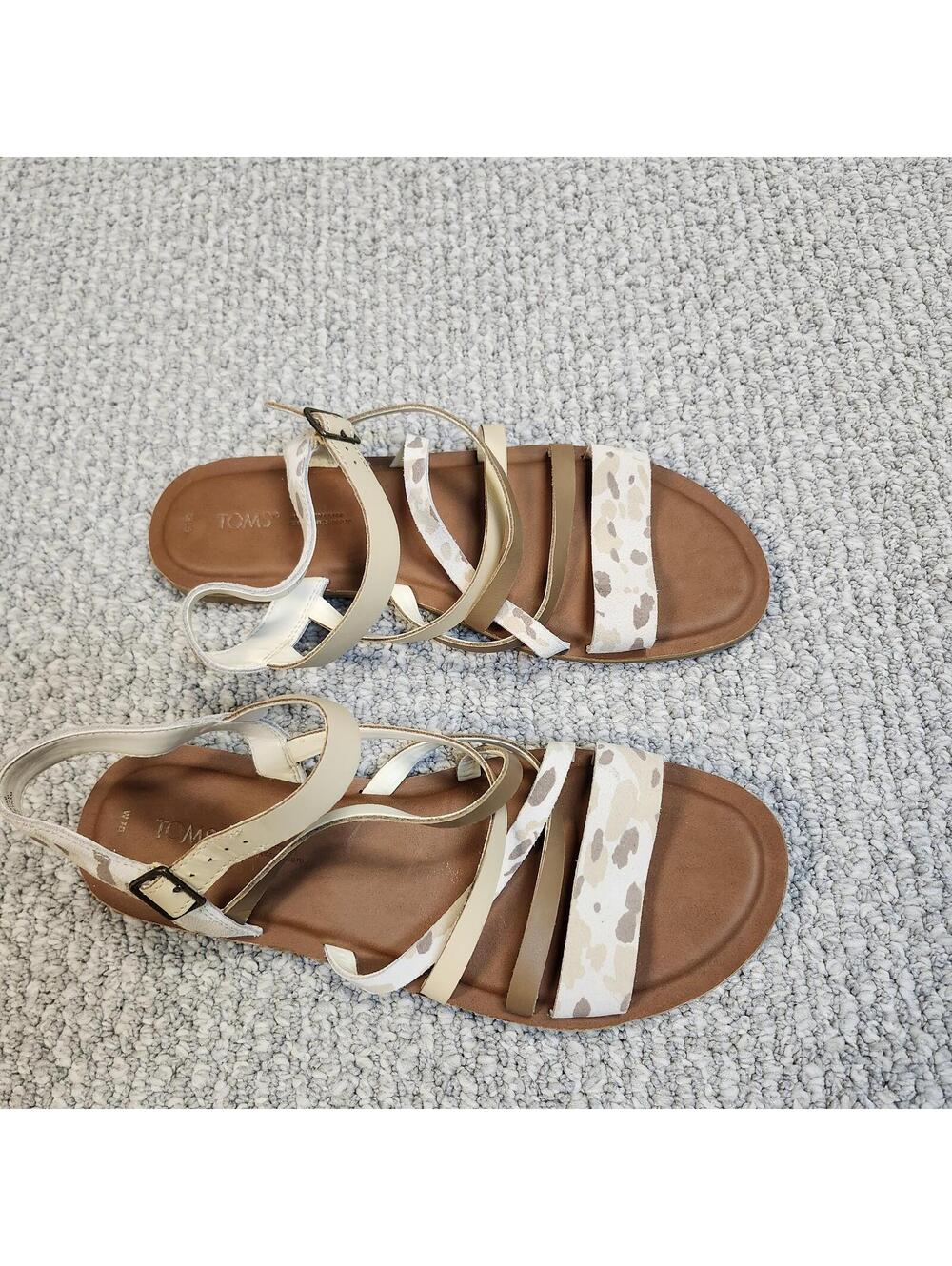 TOMS Women's Strappy Multi-Color Flat Sandals Size 10
